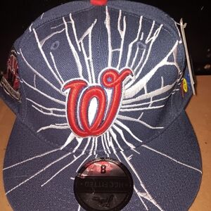 Washington Black Senators Navy and Red Fitted Baseball Cap Size 8